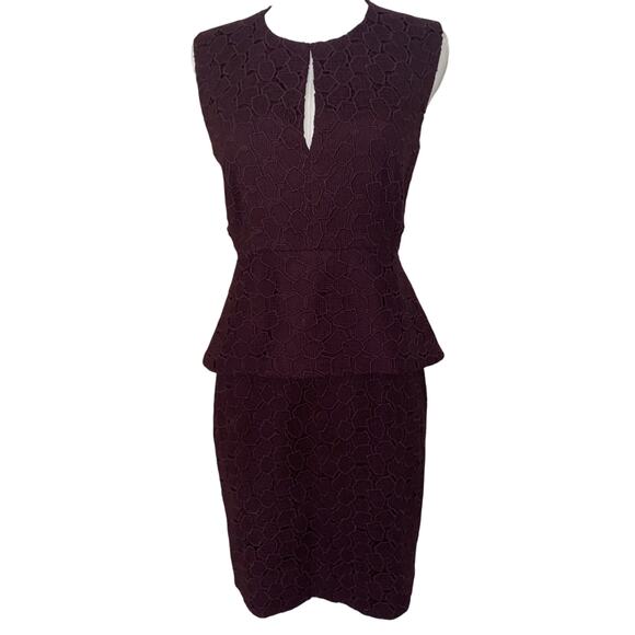 Diane Von Furstenberg DVF 4 authentic Delian Lace Peplum Dress Wine Sleeveless - Picture 6 of 15